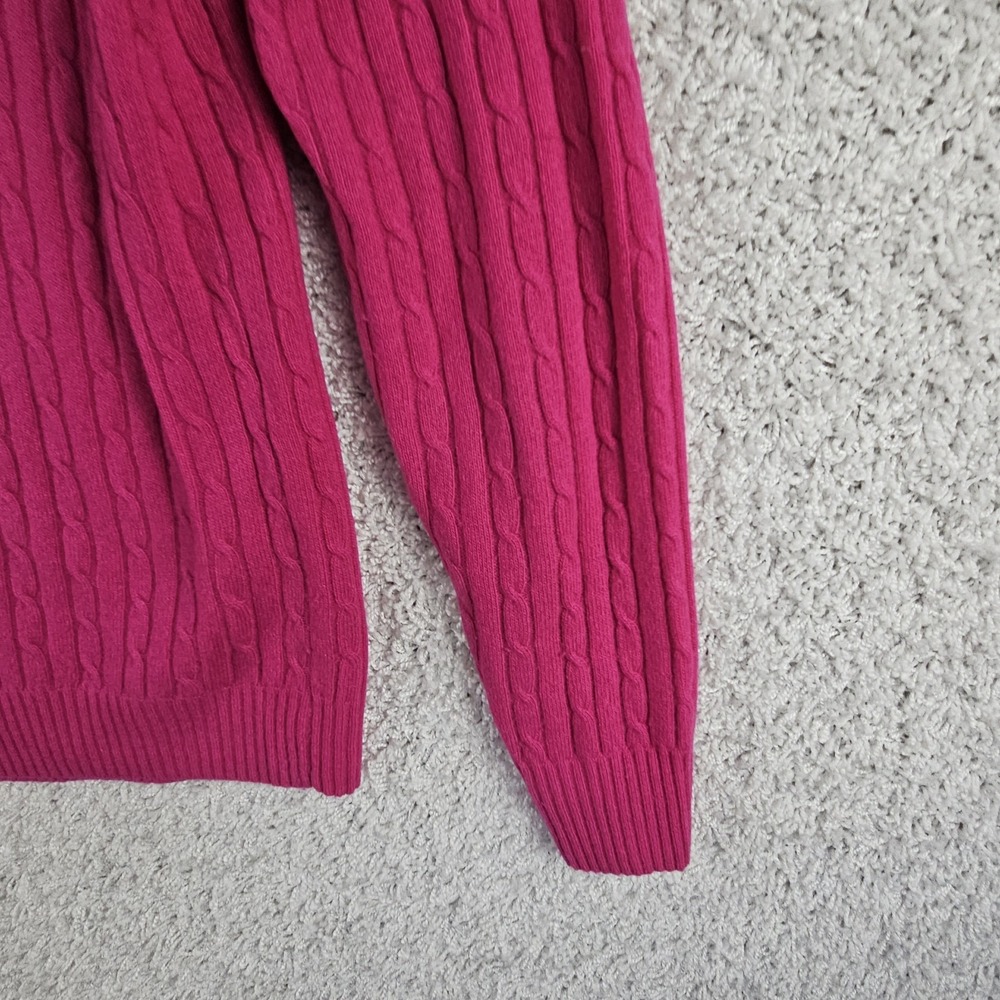 J. Crew Pullover Cable Knit Sweater Size Small Wool Blend Fuchsia Hot Dark Pink - Picture 8 of 14